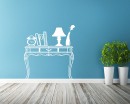 Desk with Books Vinyl Decals Modern Wall Art Sticker